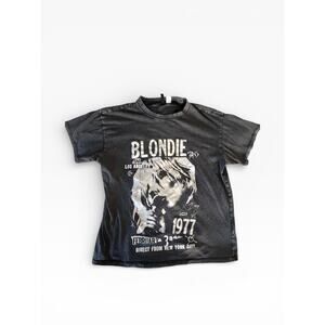 H&M Blondie Graphic Band Tee | Washed Black | Oversized Fit | Size M